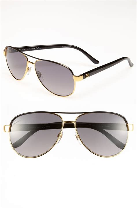 metal 58mm aviator sunglasses gucci
